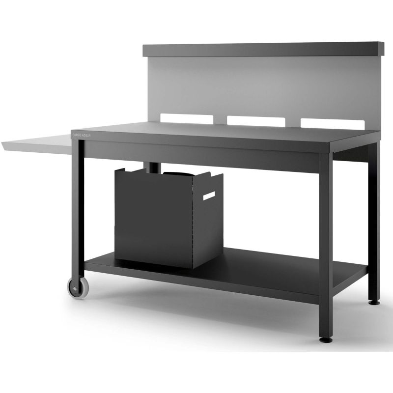 CHARIOT CAPOT PLANCHA FORGE ADOUR Table Roulante+cred Acier Noir TRCA NG 1