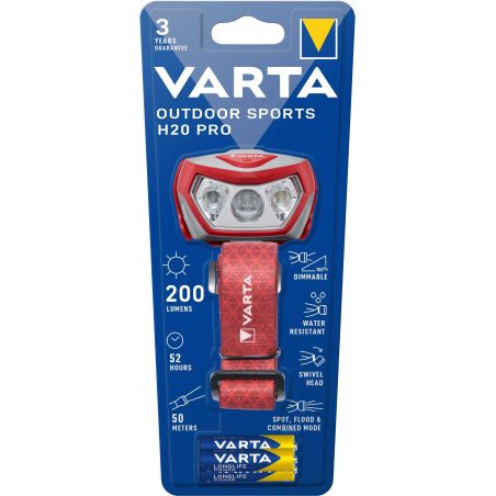 LAMPE ET TORCHE VARTA Frontale Sports Exter H20 Pro 17650101421