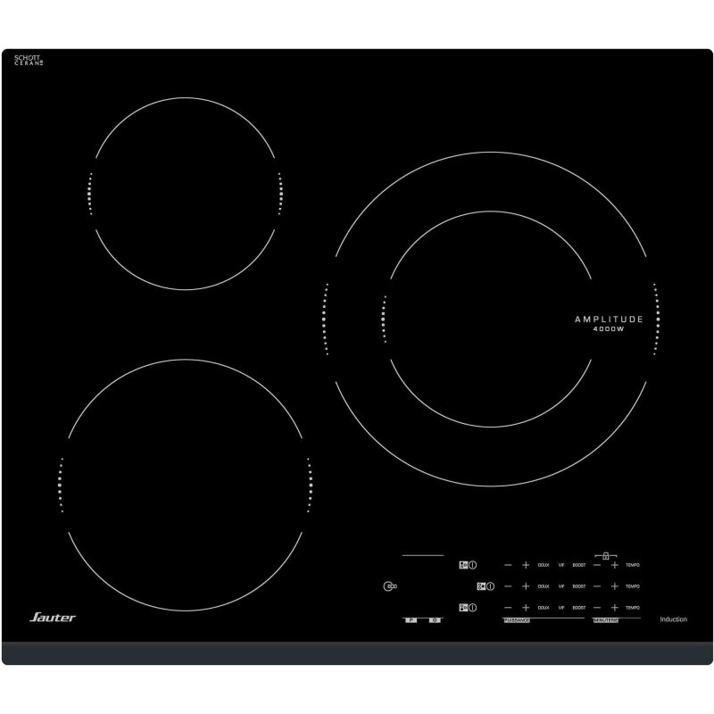 TABLE A INDUCTION SAUTER 3ind 60cm 7,2kw Eco 3min Noir SPI 4360 B