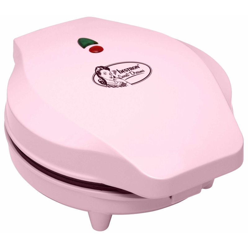 GAUFRIER ET CROQUE MONSIEUR BESTRON Rond 4gaufres Cur 700w Rose ASW217