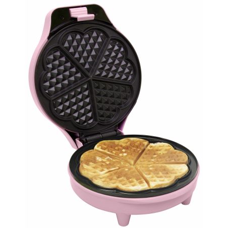 GAUFRIER ET CROQUE MONSIEUR BESTRON Rond 4gaufres Cur 700w Rose ASW217