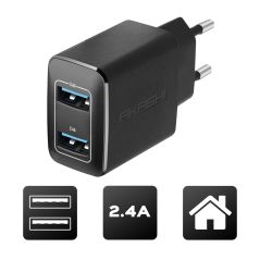 CHARGEUR SECTEUR GSM AKASHI Csect 2usb 2 4a Noir (tablett ALT 2 USB AC CHB