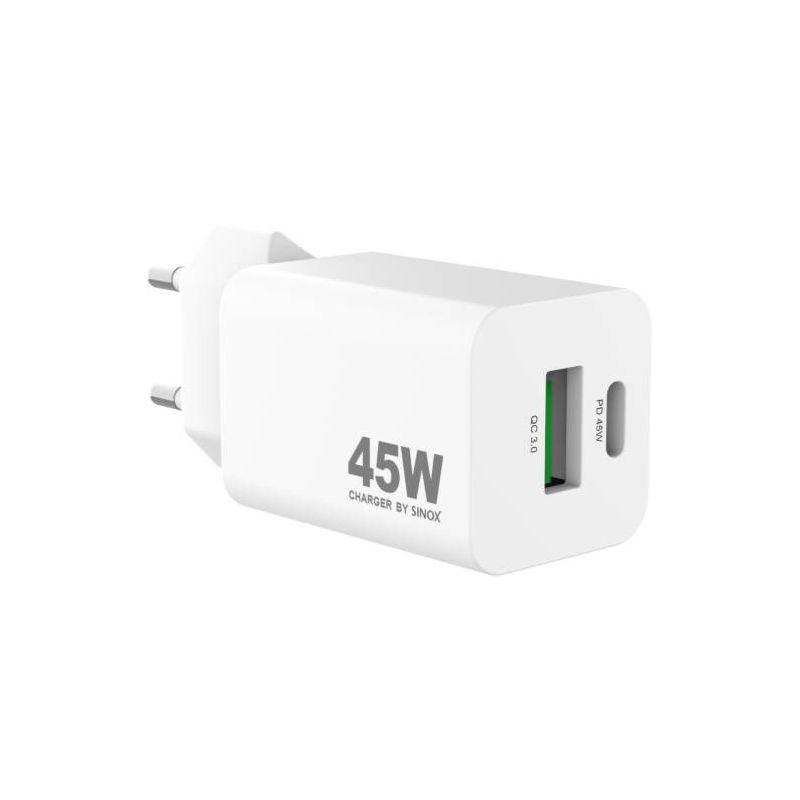BLOCS MULTIPRISES ET RALLONGES SINOX Chargeur Mural Usb-a+usb-c 45W SXP6045 BLOCS MULTIPRISES ET RALLONGES SINOX Chargeur Mural Usb-a+usb-c 45W SXP6045