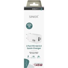 BLOCS MULTIPRISES ET RALLONGES SINOX Chargeur Mural Usb-a+usb-c 45W SXP6045
