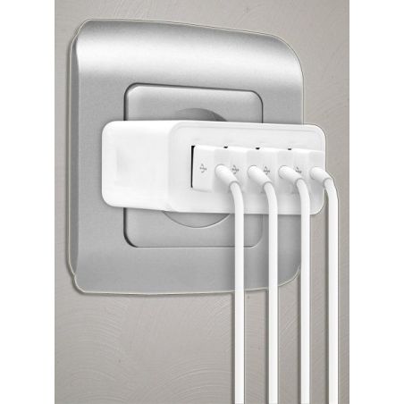 CHARGEUR SECTEUR GSM AKASHI Csecteur Rapide Intelligent 4 ALT 4 USBAC 5 WH