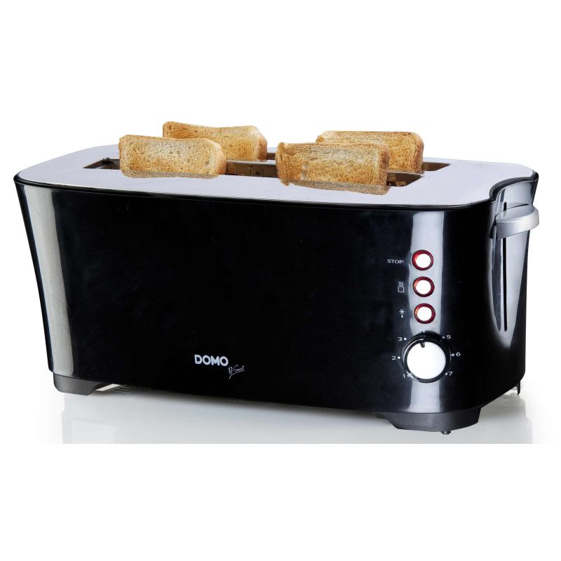 GRILLE PAIN TOASTER DOMO 1350w Large 2fentes 7posit Noi DO961T