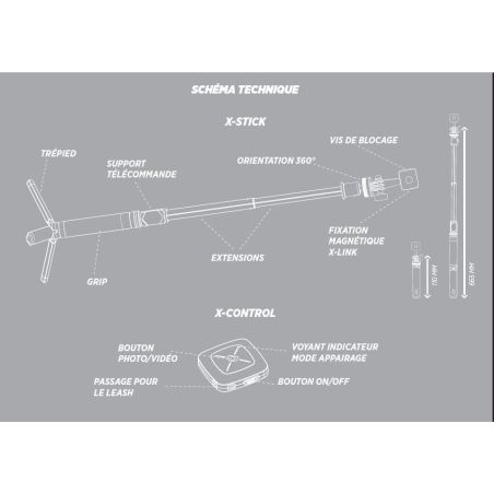 SUPPORT PASSIF CROSSCALL Perche Bluetooth Avec Trepied X-STICK