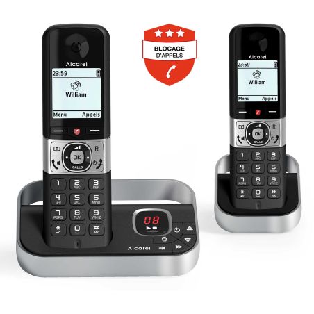 TELEPHONE SANS FIL (TSFISFIL) ALCATEL Duo Dect 200mem Ml Rep50mn Blo F890VOICEDUONOIR