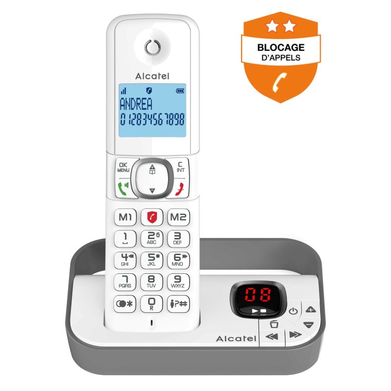 TELEPHONE SANS FIL (TSFISFIL) ALCATEL Dect 100mem Ml Rep14mn Bloc Ap F860VOICEGREY