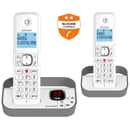 TELEPHONE SANS FIL (TSFISFIL) ALCATEL Duo Dect 100mem Ml Rep14mn Blo F860VOICEDUOGREY
