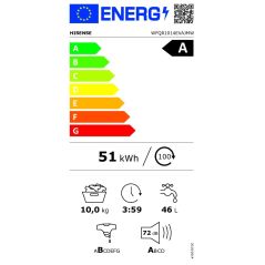 LAVE LINGE FRONTAL HISENSE 1400t 10kg 14pr Fn Vap 72db AB WFQR1014EVAJMW