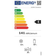 REFRIGERATEUR INTEGRE 1 PORTE BEKO MENAGER 110l Ttop H86,6 4* 35db EB Gli B1854N