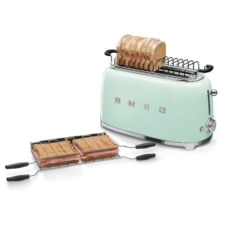 GRILLE PAIN TOASTER SMEG PEM 2fentes Xtra Larges 9prog Vert TSF 02 PGEU