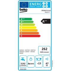 LAVE VAISSELLE INTEGRE 60CM BEKO MENAGER 13c 5pr 4t 47db EC Inox PDSN 25311 X