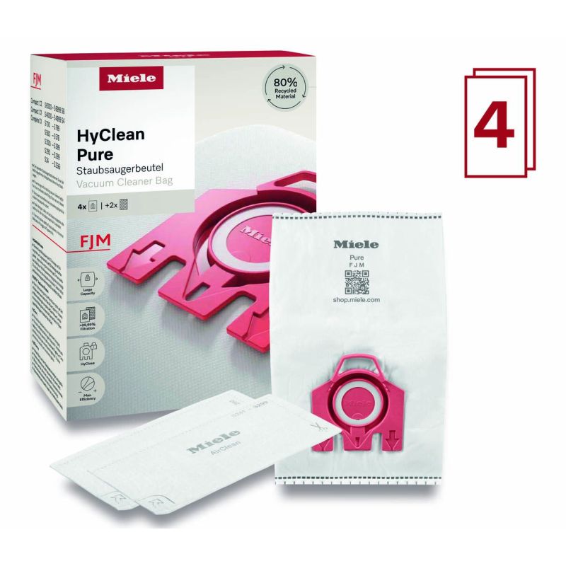 SAC ASPIRATEUR ET FILTRE MIELE 4sacs+1filtre Aiclean+1filtre HYCLEANPUREFJM20
