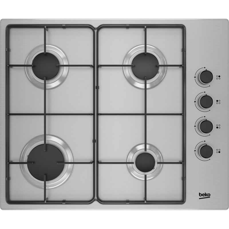TABLE GAZ BEKO MENAGER 4gaz 60cm Cdes Lat Email Inox HIGG64123SX