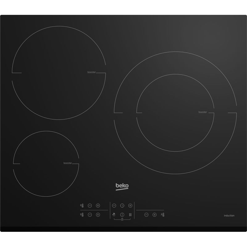 TABLE A INDUCTION BEKO MENAGER 3ind 60cm 7,2kw Cdes Sens Fron HII63200MTB