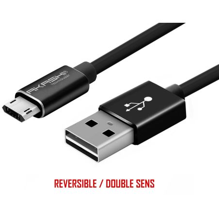 CONNECTIQUE DATA AKASHI Usb Noir 1m Reversible Micro-u ALTMICROREVBK
