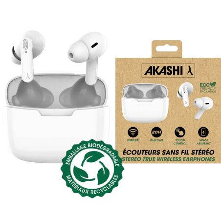 OREILLETTE BLUETOOTH AKASHI EARPODS SEMI INTRA 4CHAR BT5 ALTEARBWH