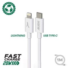 CONNECTIQUE DATA AKASHI USB-C RENFOR 3A 20W 1M LIGHTNI ALTECOLITWH