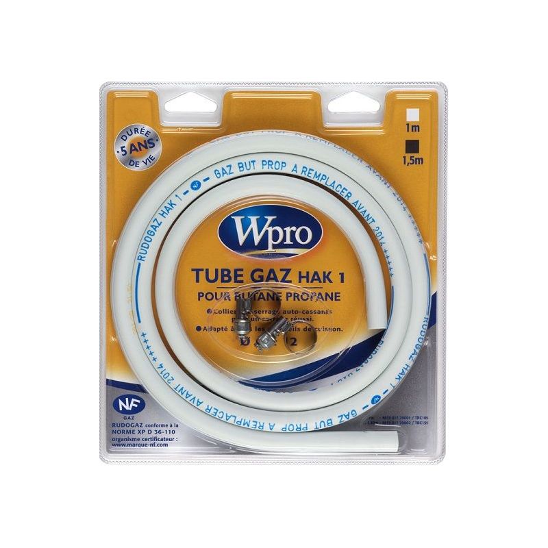 BRANCHEMENT GAZ ET ELECTRIQUE WPRO Tuyau Bp 1,5m +colliers TBC 159