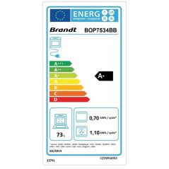 FOUR PYROLYSE BRANDT ENCASTRABLE Mf 73l Fn Vapeur A+ Noir BOP7534BB