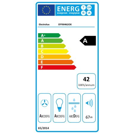 HOTTE DECOR ELECTROLUX ENCASTRABLE Mur Chem 90cm 603m3 67db A Ino EFF 90462 OX