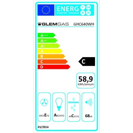 HOTTE VISIERE GLEM Casquette 60cm 350m3 68db C Bl GHC 640 WH