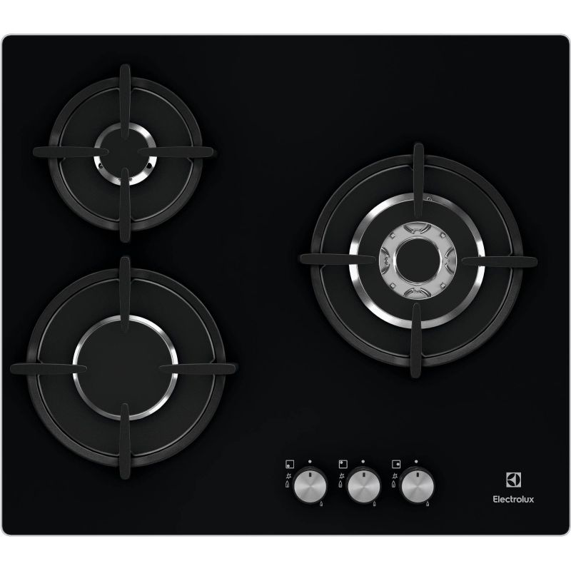 TABLE VERRE ELECTROLUX ENCASTRABLE 3gaz 60cm Grille Fonte Front N EGT 6633 NOK