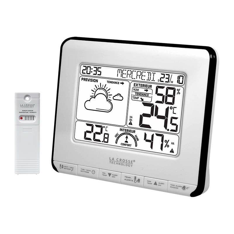 CENTRALE METEO LA CROSSE TECHNOLOGY Station Meteo Avec Prevision, WS6818WHI-BLA