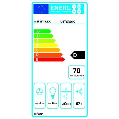 HOTTE TIROIR ET ESCAMOTABLE AIRLUX Tiroir 60cm 315m3 67db D Ix AHT 630 IX