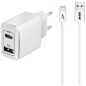 CHARGEUR SECTEUR GSM AKASHI CSECT 20W USB-C+USB CAB1M LIG ALTACQC20LITWH