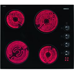 TABLE VITRO BEKO MENAGER 4rad 60cm Cdes Lat Noir HIC 64100