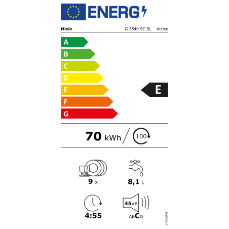LAVE VAISSELLE 45 CM MIELE 9c 5pr Tc Dd 45db EC Blanc G5540SCSL