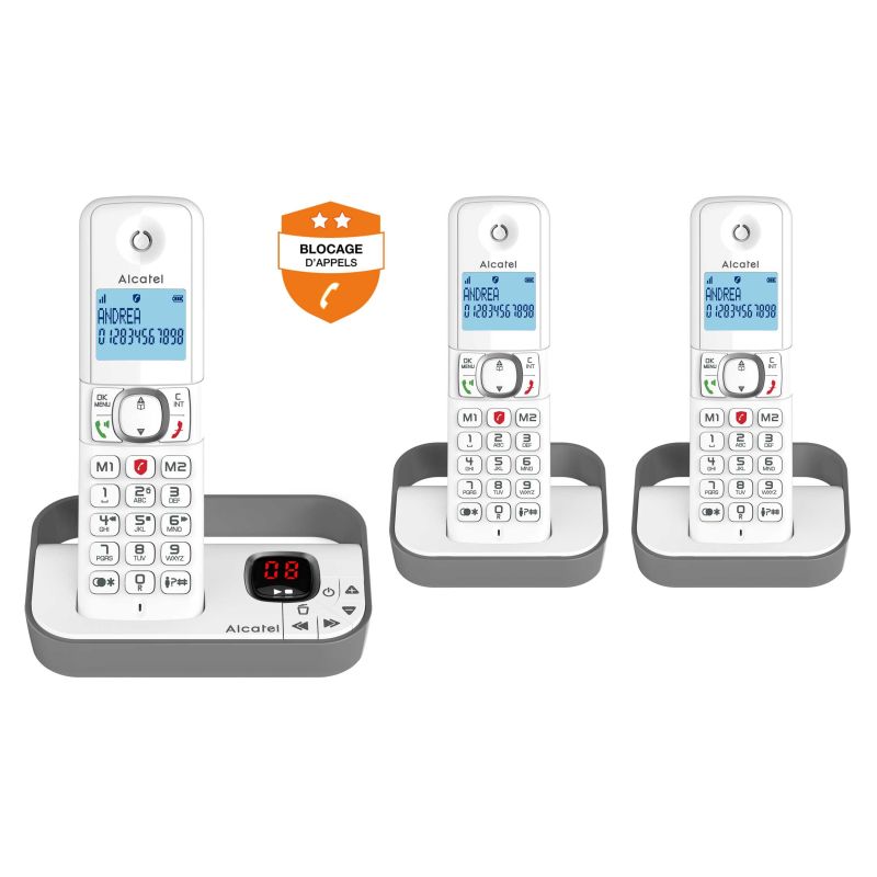 TELEPHONE SANS FIL (TSFISFIL) ALCATEL Trio Dect 100mem Ml Rep14mn Bl F860VOICETRIOGREY TELEPHONE SANS FIL (TSFISFIL) ALCATEL Trio Dect 100mem Ml Rep14mn Bl F860VOICETRIOGREY