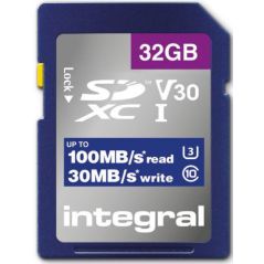 CARTE SECURE DIGITAL INTEGRAL SDHC 32GB CL10 V30 30MB INSDH32G-100V30
