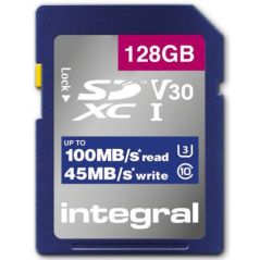 CARTE SECURE DIGITAL INTEGRAL SDXC 128GB CL10 V30 45MB INSDX128G-100V30