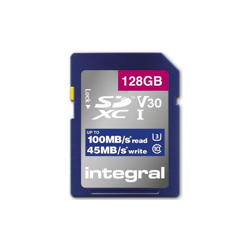 CARTE SECURE DIGITAL INTEGRAL SDXC 128GB CL10 V30 45MB INSDX128G-100V30 CARTE SECURE DIGITAL INTEGRAL SDXC 128GB CL10 V30 45MB INSDX128G-100V30
