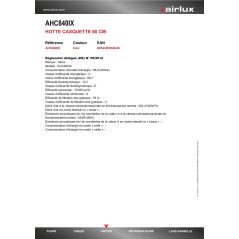 HOTTE VISIERE AIRLUX Casquette 80cm 350m3 68db C In AHC 840 IX