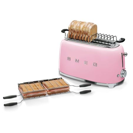 GRILLE PAIN TOASTER SMEG PEM 2fentes Xtra Larges 9prog Rose TSF 02 PKEU