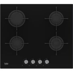 TABLE VERRE BEKO MENAGER 4gaz 60cm Manettes Noir HILG 64221 S