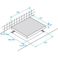 TABLE VERRE BEKO MENAGER 4gaz 60cm Manettes Noir HILG 64221 S