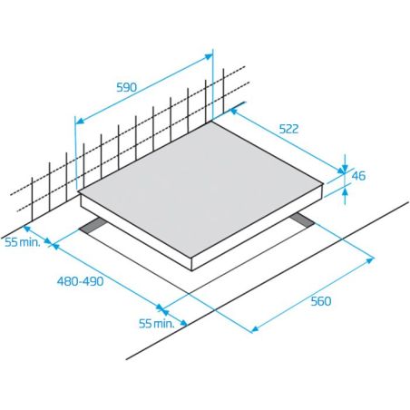 TABLE VERRE BEKO MENAGER 4gaz 60cm Manettes Noir HILG 64221 S