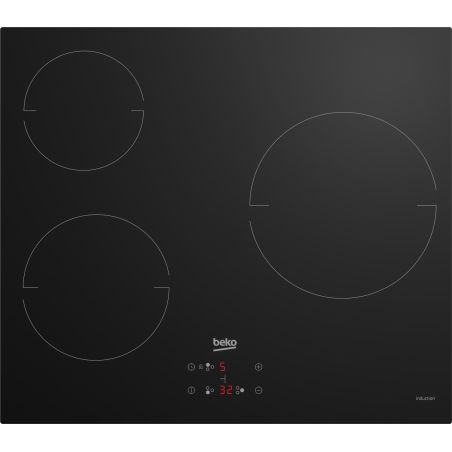 TABLE A INDUCTION BEKO MENAGER 3ind 60cm 5,9kw Cdes Sens Noir HII 63400 MT