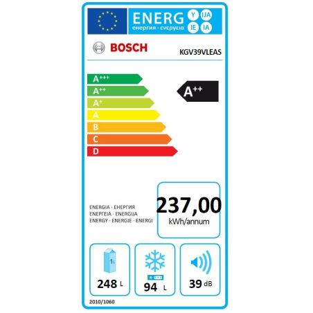 COMBINE INVERSE BOSCH MENAGER 343l 249+94 H201l60 4* 39db EC KGV39VLEAS