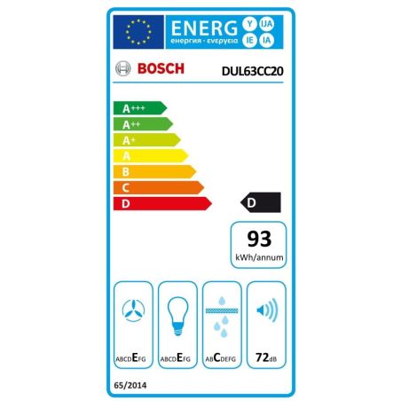 HOTTE VISIERE BOSCH ENCASTRABLE 60cm 350m3 72db Led D Blanc DUL 63 CC 20