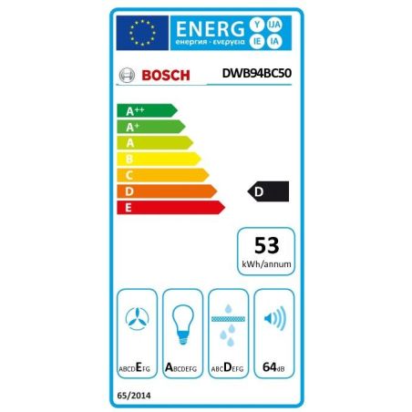 HOTTE DECOR BOSCH ENCASTRABLE Ser2 90cm 330m3 64db D Inox DWB 94 BC 50