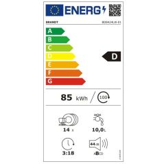 LAVE VAISSELLE INTEGRE 60CM BRANDT ENCASTRABLE 14c 6prg 4t 44db Ddif DB Blanc BDB424LW