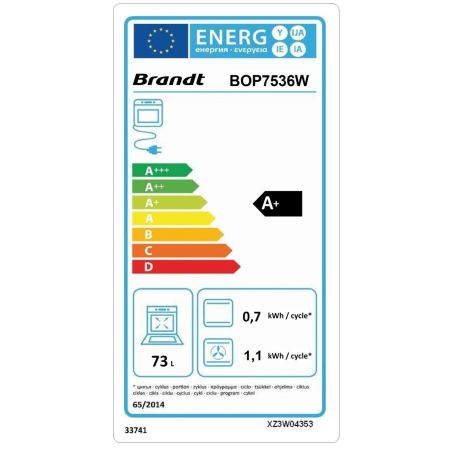 FOUR PYROLYSE BRANDT ENCASTRABLE Mf+ 73l Fn Vapeur Rail Telesco BOP7536W
