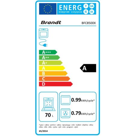 FOUR CATALYSE BRANDT ENCASTRABLE Mf+ 70l Manettes CA Noir BFC8500X